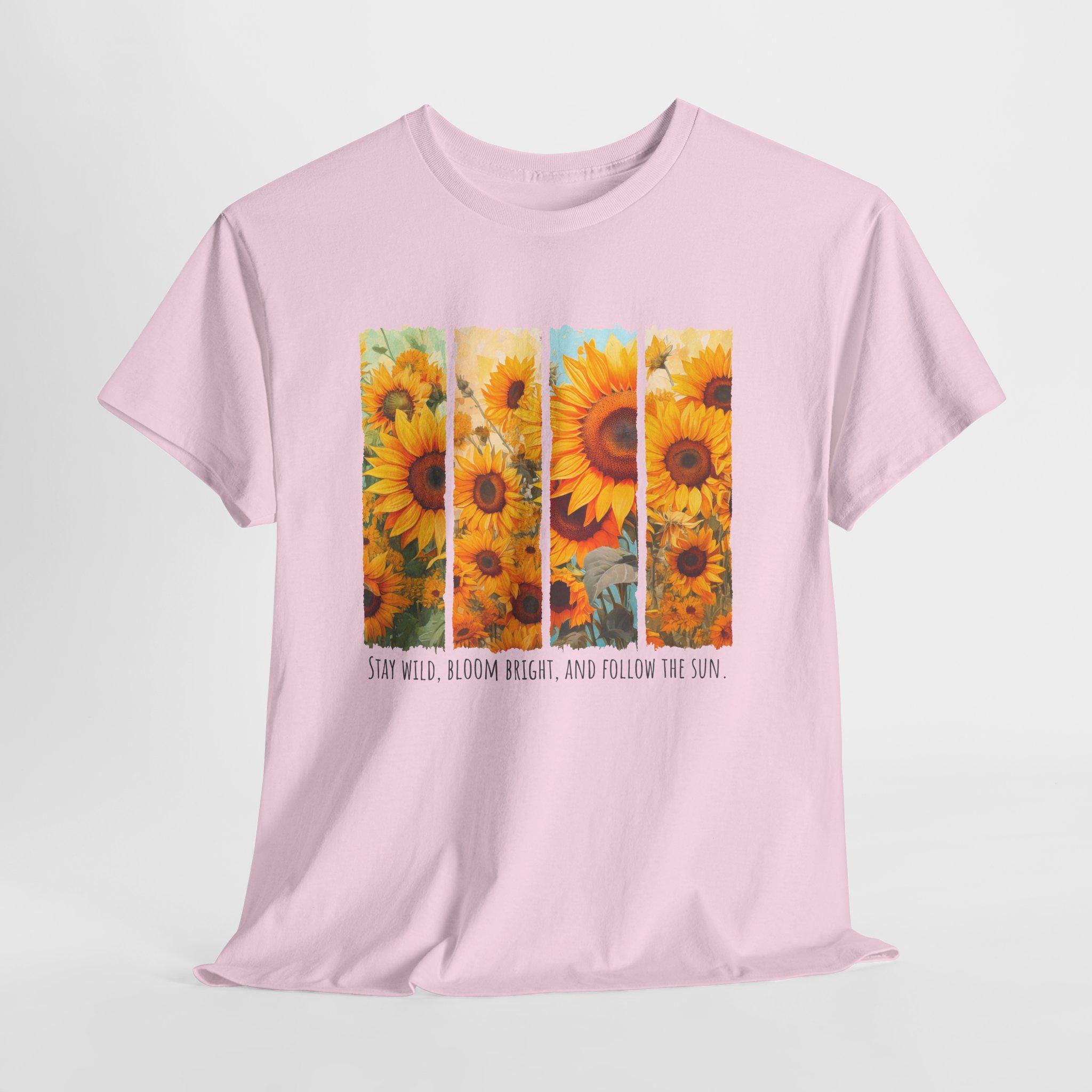 Sunflower Panels T-shirt, Floral Nature Graphic Tee, 'stay Wild