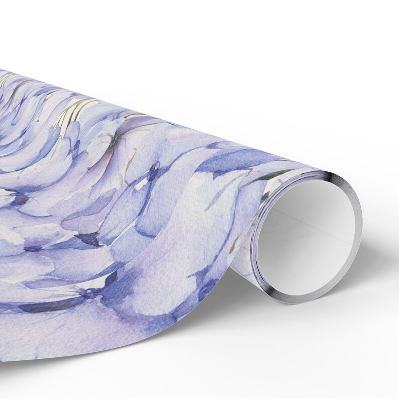 Periwinkle Hydrangea Floral Wrapping Paper: Lavender Blue Flower Gift Wrap image 5