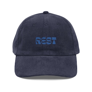 Embroidered REST Corduroy Cap, Casual Hat, Outdoor Accessory, Gift for Him/Her, Trendy Streetwear, Everyday Wear