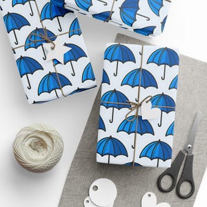 Carta da regalo a forma di ombrello blu, carta da regalo per compleanni, baby shower e celebrazioni, carta decorativa per tutte le occasioni, tema unico