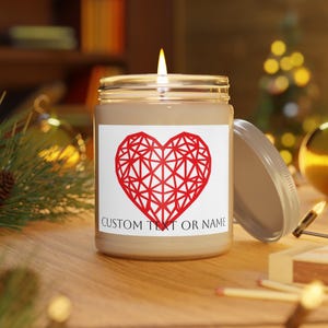 Personalized Geometric Heart Scented Candle | Minimalist Romantic Gift | Custom Candle | Natural Soy Wax | 9oz | Eco-Friendly