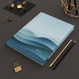 Personalized Serene Waves Hardcover Journal, Aesthetic Ocean Artwork Diary, Beach-Themed Notebook, Gift for Writers, Mindfulness Journal