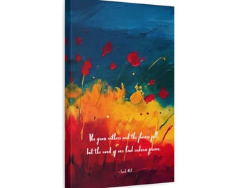 Colorful Christian Matte Canvas, Stretched 1.25&quot;, Motivational Wall Art, Floral Print with Scripture, Home Office Decoration, Gift for Her