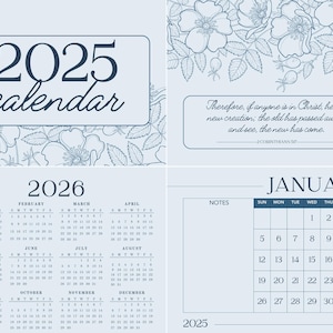 2025 Schrift Wandkalender | Christliche Standardbibel | Digital Druckbare | A4 | 26 PNG-Dateien + 1 PDF-Datei