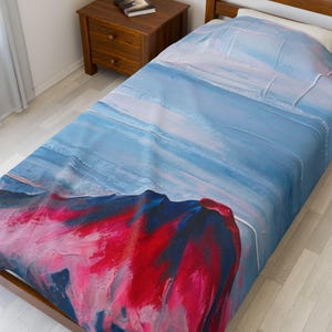 Mountain Vista Velveteen Plush Blanket, Cozy Art Blanket, Soft Fluffy Throw for Travelers, Bedroom Decor, Gift for Nature Lovers, 2 Sizes