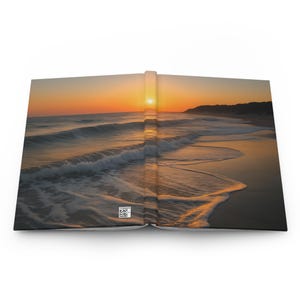 Calm Sunset Beach Hardcover Journal, Ocean Waves Notebook, Travel Diary, Gift for Nature Lovers, Inspirational Journal, Beach Decor