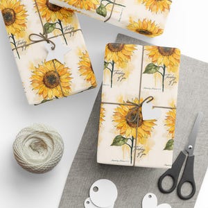 Ispirato da Ebrei 12:2 / "Pensando a te" Carta da regalo con girasole / Motivo floreale ad acquerello / Finiture opache o lucide / 30"×36", 72", 180"