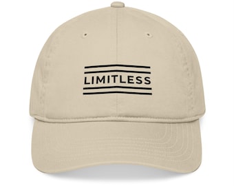 Embroidered Organic Baseball Cap, LIMITLESS, Adjustable Hat, Motivational Gift, Trendy Accessories, Eco-Friendly Style, Everyday Wear