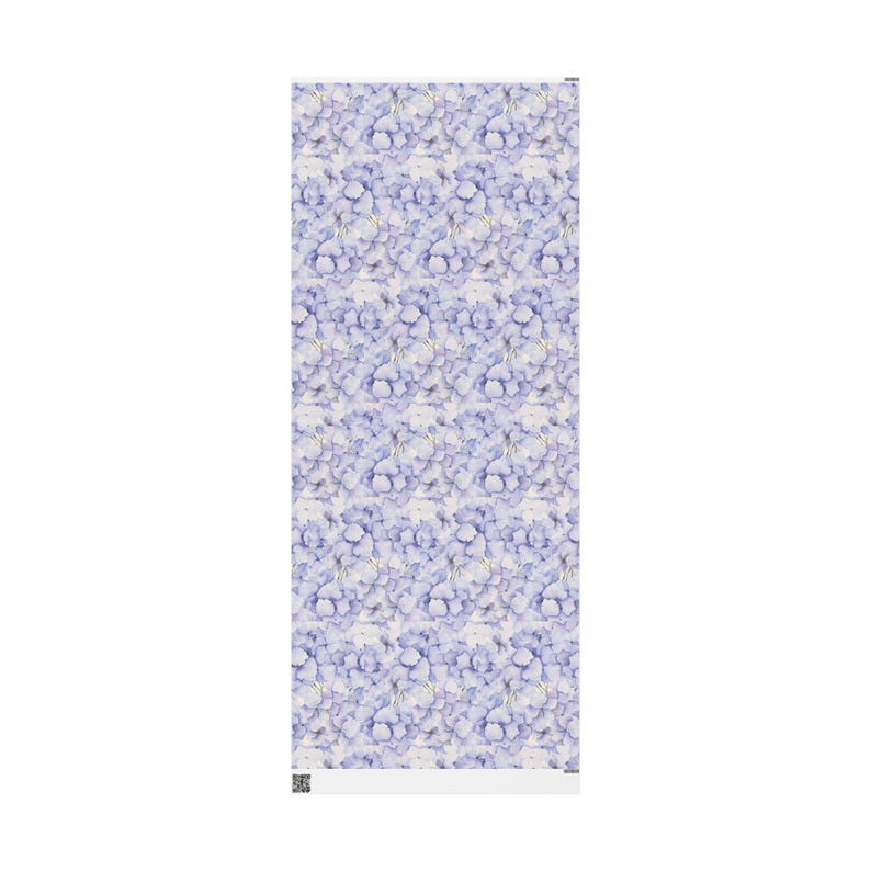 Periwinkle Hydrangea Floral Wrapping Paper: Lavender Blue Flower Gift Wrap 30" x 72"