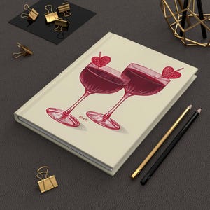 Carnet cartonné personnalisé cocktail chic, parfait pour l'organisation d'un mariage, notes de fête, recettes, cadeau pour des amis, journal intime au design saisissant