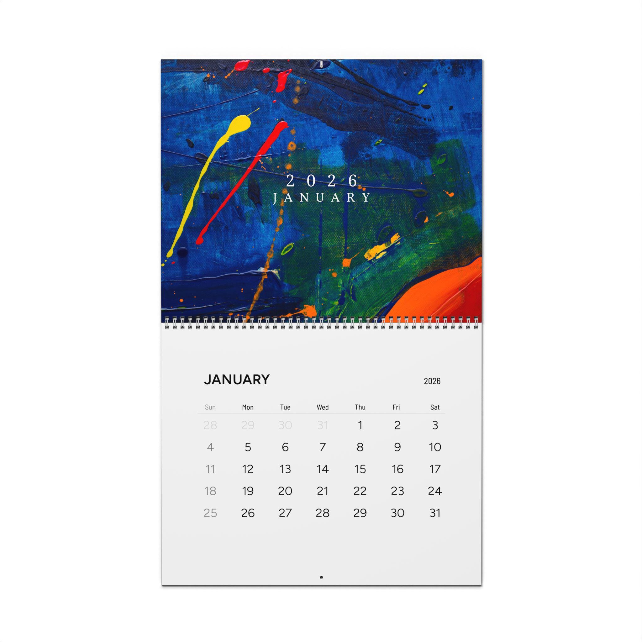 2026 Wall Calendar With Colorful Abstract Oil Painting Art, Monthly ...