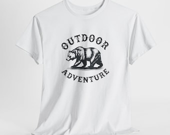 Outdoor Adventure Bear Tee, California Bear Graphic T-Shirt for Nature Lovers, Hiking Gift, Camping Apparel, Travel Casual Wear, Gildan 5000