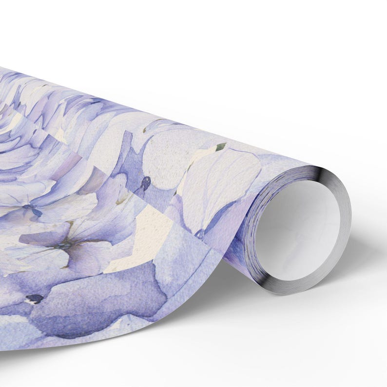 Periwinkle Hydrangea Floral Wrapping Paper: Lavender Blue Flower Gift Wrap image 6