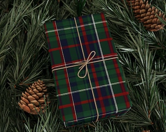 Carta da regalo scozzese, carta da regalo natalizia festiva, lucida/opaca, motivo scozzese classico