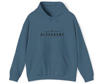 Embroidered 'My Hustle Looks Different' Hoodie, Unisex Hooded Sweatshirt, Gildan 18500, Black Embroidery Pullover, Gift for Friends, Family