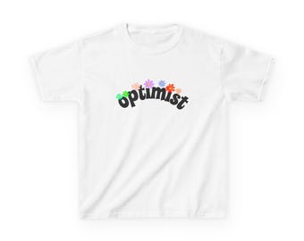 Optimist Kids Heavy Cotton™ Tee Positive Message T-Shirt Inspiring Birthday Gift for Children Bright Floral Design Youth Apparel Gildan5000B