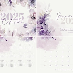 Calendario de pared bíblico 2025 / Biblia cristiana estándar / Imprimible digitalmente / Tamaño carta / 28 archivos PNG