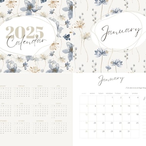 Calendario de pared bíblico 2025 / Biblia cristiana estándar / Imprimible digitalmente / Tamaño carta / 26 archivos PNG