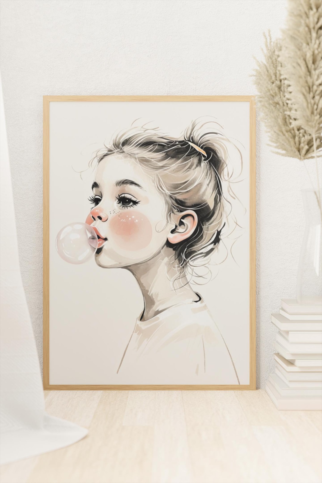 Textured Watercolor Matte Poster, Whimsical Girl Bubblegum Textured ...