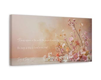 Song of Songs 2:12, Matte Canvas, Stretched 1.25&quot;, Elegant Blossom Christian Art, Soft Pastel Floral Harmony, Peaceful Cherry Blossom Decor