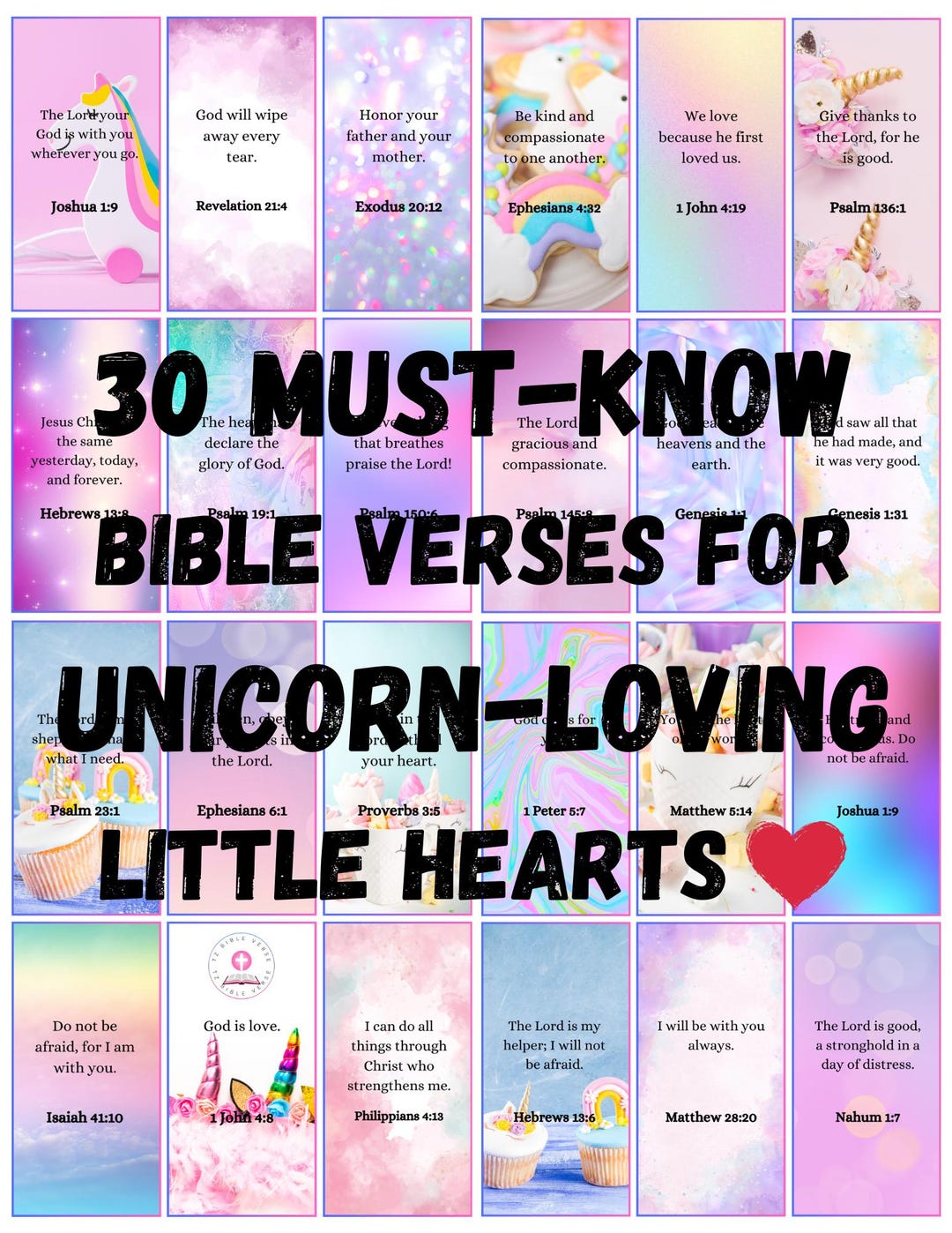 Little Known Scriptures 30 Must-know Bible Verses for Little Hearts, Unicorn-loving Kids ...