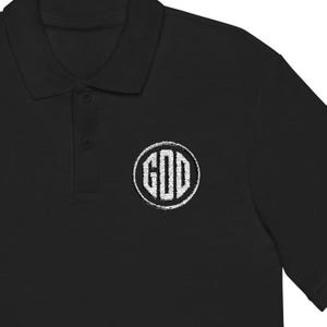 God Embroidered Pique Polo Shirt, Stylish Unisex Christian Cloth, Unique Gift for Her/Him, Monogrammed Shirt, Casual Wear for All Occasions