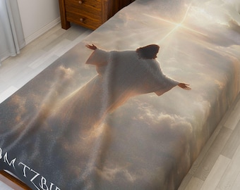 Manta de terciopelo celestial personalizada, acogedora y cómoda, regalo espiritual, decoración del hogar, eventos religiosos y celebraciones religiosas.