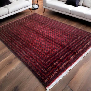 Hand Woven Wool Area Rug: Afghan Natural Dyed Carpet (9.7 x 6.5 ft)