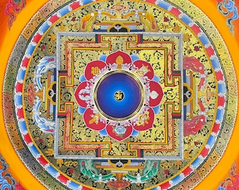 Astamangal Mandala Thangka - Handmade Tibetan Art for Wall Decor