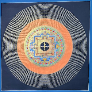 Mantra Mandala Thangka | Hand-Painted Tibetan Buddhist Art for Meditation & Mindfulness Decor