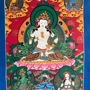 Vajrasattva Thangka Painting – Hand-Painted Tibetan Buddhist Art for Karma Purification & Healing