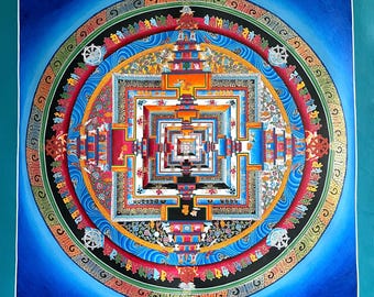 24K Gold Kalachakra Mandala Thangka Malerei: Tibetisch-buddhistische Kunst
