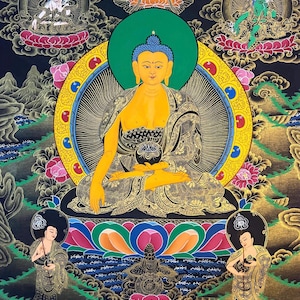 Sakyamuni Buddha Thangka | Hand-Painted Tibetan Buddhist Wall Art for Meditation & Mindfulness