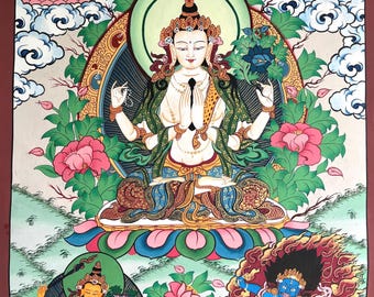 千手観音タンカ、チベット仏教美術、観音菩薩壁掛け - Etsy 日本