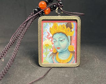 Handmade Green Tara Pendant Necklace: Tibetan Buddhist Jewelry