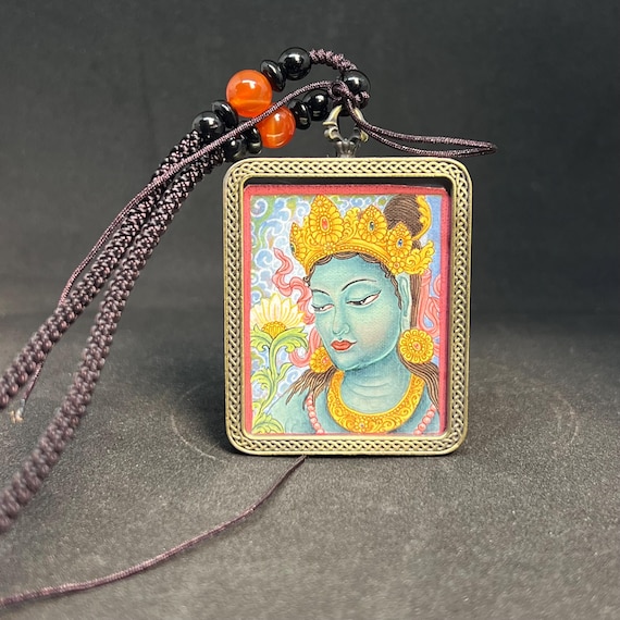 Handmade Green Tara Pendant Necklace: Tibetan Buddhist Jewelry