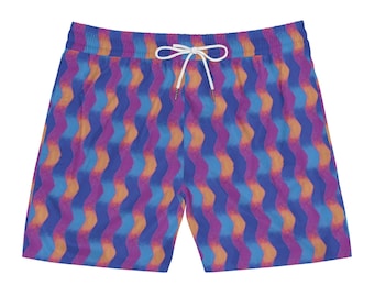 Groovy Purple Swim Shorts | Retro Wavy Design | Stylish Men’s Swimwear | Fun Summer Beachwear & Pool Shorts