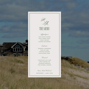 Restaurant Menu - Hamptons New York Getaway Menu- Hamptons Bachelorette Menu - Digitale Vorlage 100x200 (Canva)