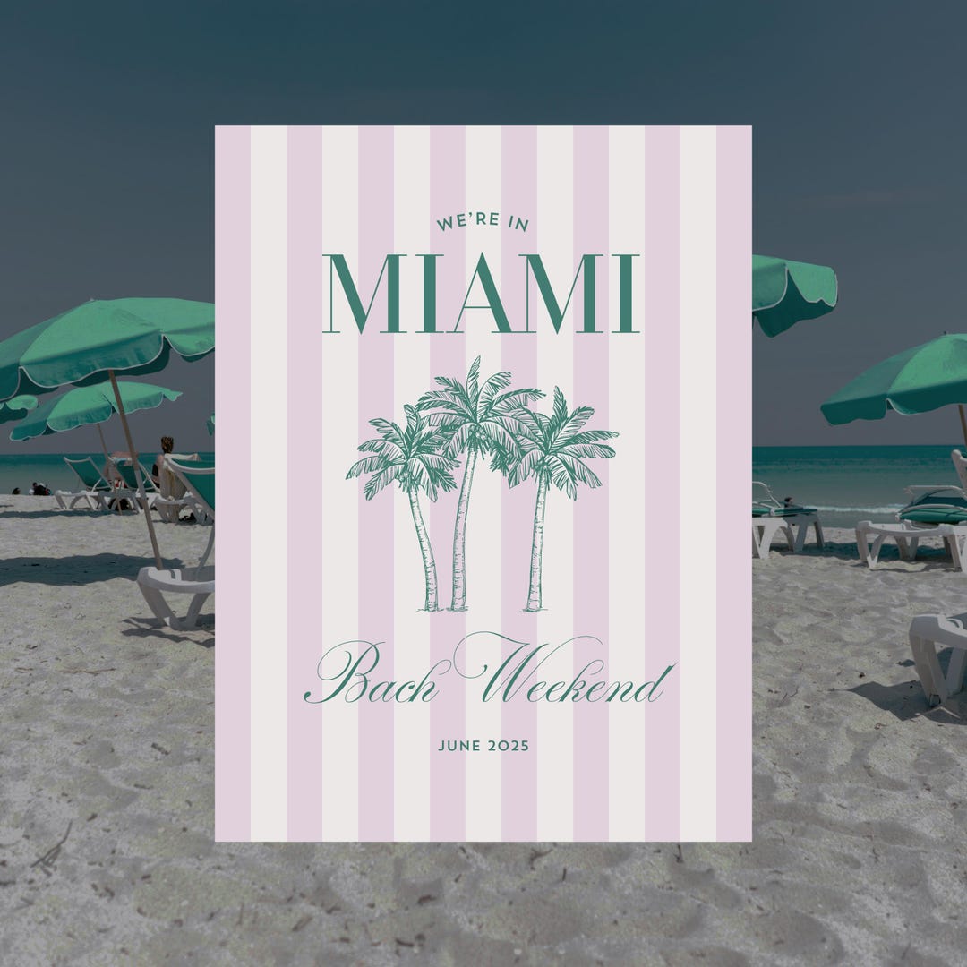 Welcome Weekend Sign Welcome Sign (4 Designs Included) - Miami Florida Bachelorette Weekend ...