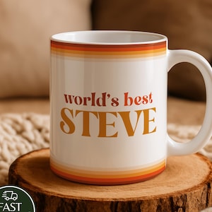 Custom Name Retro Design Coffee Mug, Personalized World's Best ... Ceramic Cup, Daily Use Pottery Drinkware, Customizable Office Mug Gift