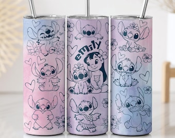 Custom Name Lilo And Stitch Insulated Tumbler, Cute Stitch Inspired Steel Water Bottle, Disneyland Trip Stainless Steel Bottle, Wdw Kids Cup