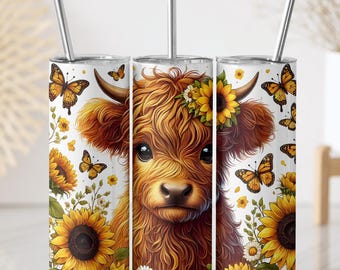 Rustic Farmhouse Tumbler, Cute Cow and Sunflower Drinkware, Country Girl Gift, Farm Vibes Tumbler, Flower  Garden Sublimation Mug