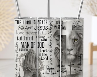 Man Of God Stainless Steel Tumbler, Christian Man Insulated Tumbler, Empowering Faith Quotes Reusable Steel Cup, Jesus Tumbler With Straw