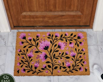 Cottage Core Floral Welcome Mats, Design Optional Vibrant Floral Doormat, Meadow Flower Front Porch Decor, Farmhouse Housewarming Gift