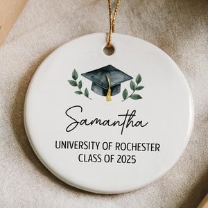 Personalized College Graduation Ornament, University Class Of... Grad Ceramic Keepsake, College Senior Graduation Commemorative Souvenir