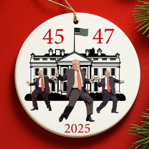 45 - 47 Trump Christmas Ornament, Republicans 2025 Ceramic Ornament, Trump Supporters Xmas Tree Gift Ornament, Funny Political Keepsake