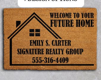 Personalizable Realtor Open House Welcome Mat, Welcome To Your Future Home Doormat, Custom Real Estate Agent Entryway Mat, Realtor Gift