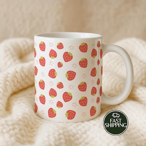 Tazza da caffè con motivo a fragole per protesta discreta, tazza in ceramica F*cK Trump, regalo FDT, regalo anti-Maga