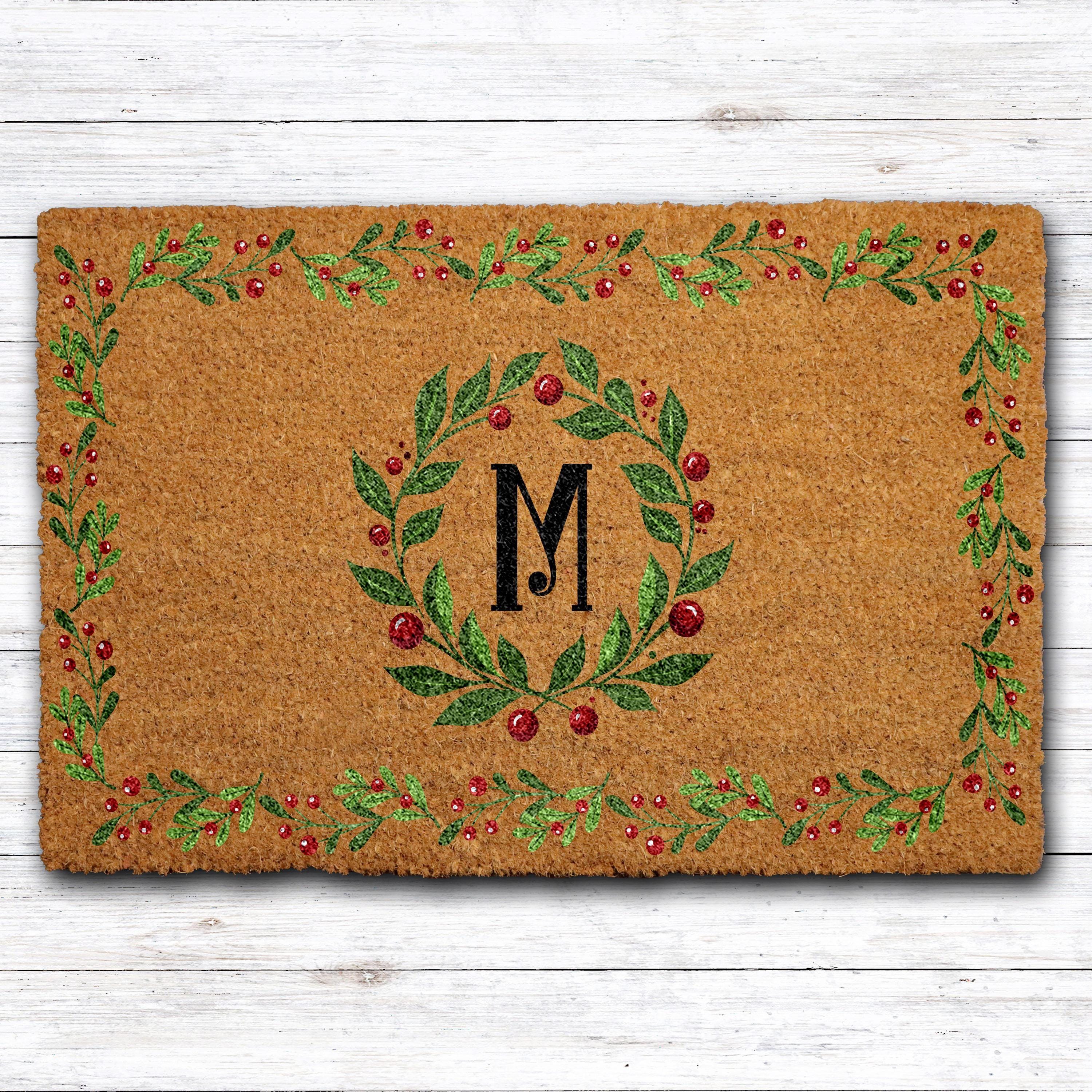 34 Space-Saving Christmas Decor Ideas for Apartments 28 Custom Monogram Christmas Doormat, Personalized Initial Welcome Mat,…