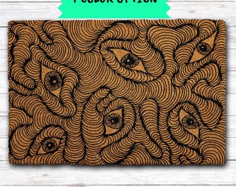Mystical Eyes Welcome Mat, Abstract Eyes Design Doormat, Witchy Home Entrance Mat, Spiritual Front Door Mat, Gothic Housewarming Gift